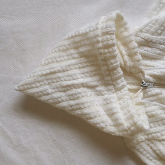 vintage tiny tots knitting mills white knit jumpsuit with hood newborn baby - Picture 4 of 9